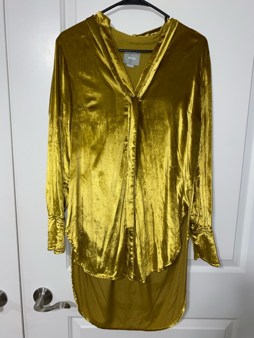 Maeve Gold Satin Tie-Neck Blouse - Picture 2 of 4
